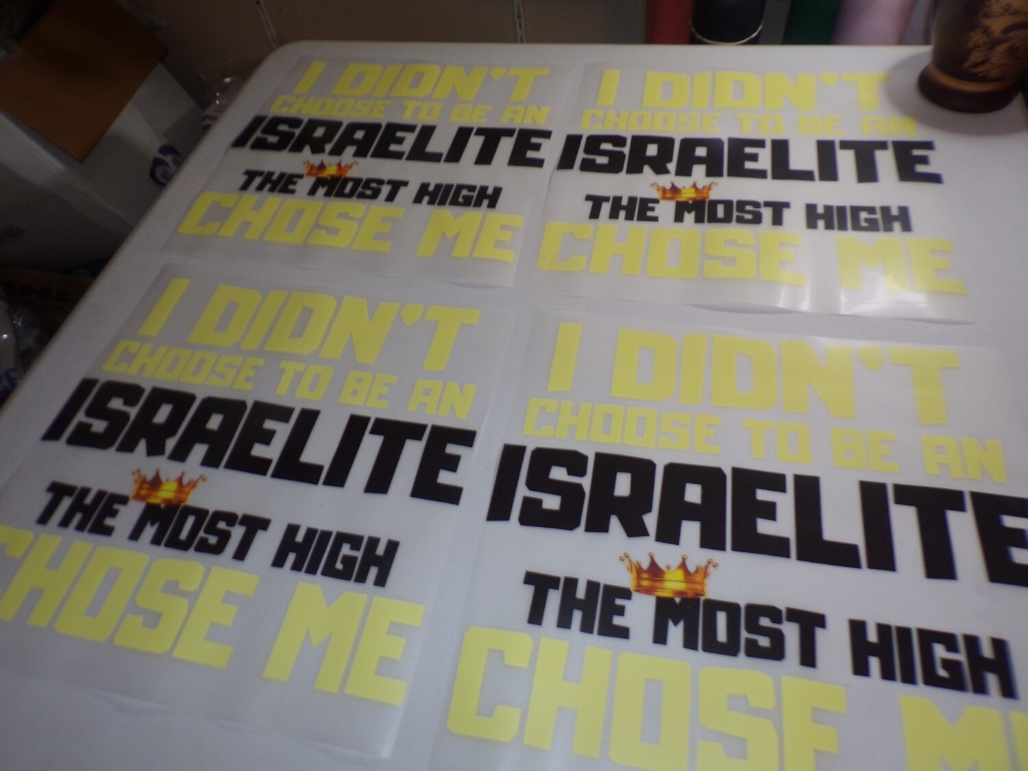 I Didn&#39;t Choose To Be An Israelite Iron On Hot Stamp (Black Writing) SALE LIMITED TIME