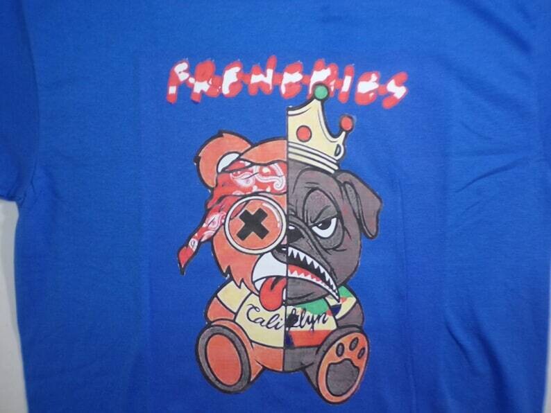 2 Pac &amp; Biggie Frenemies Dog Bear Split Tee