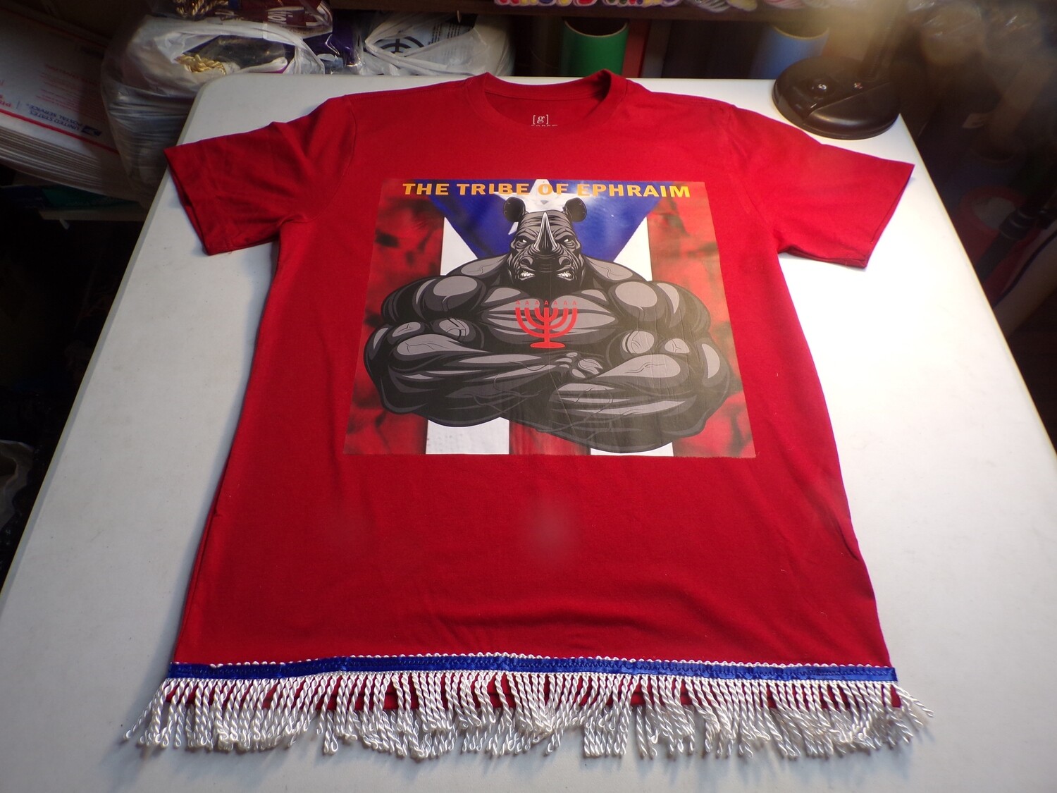 The Tribe Of Ephraim Red Shirt w/White Fringes