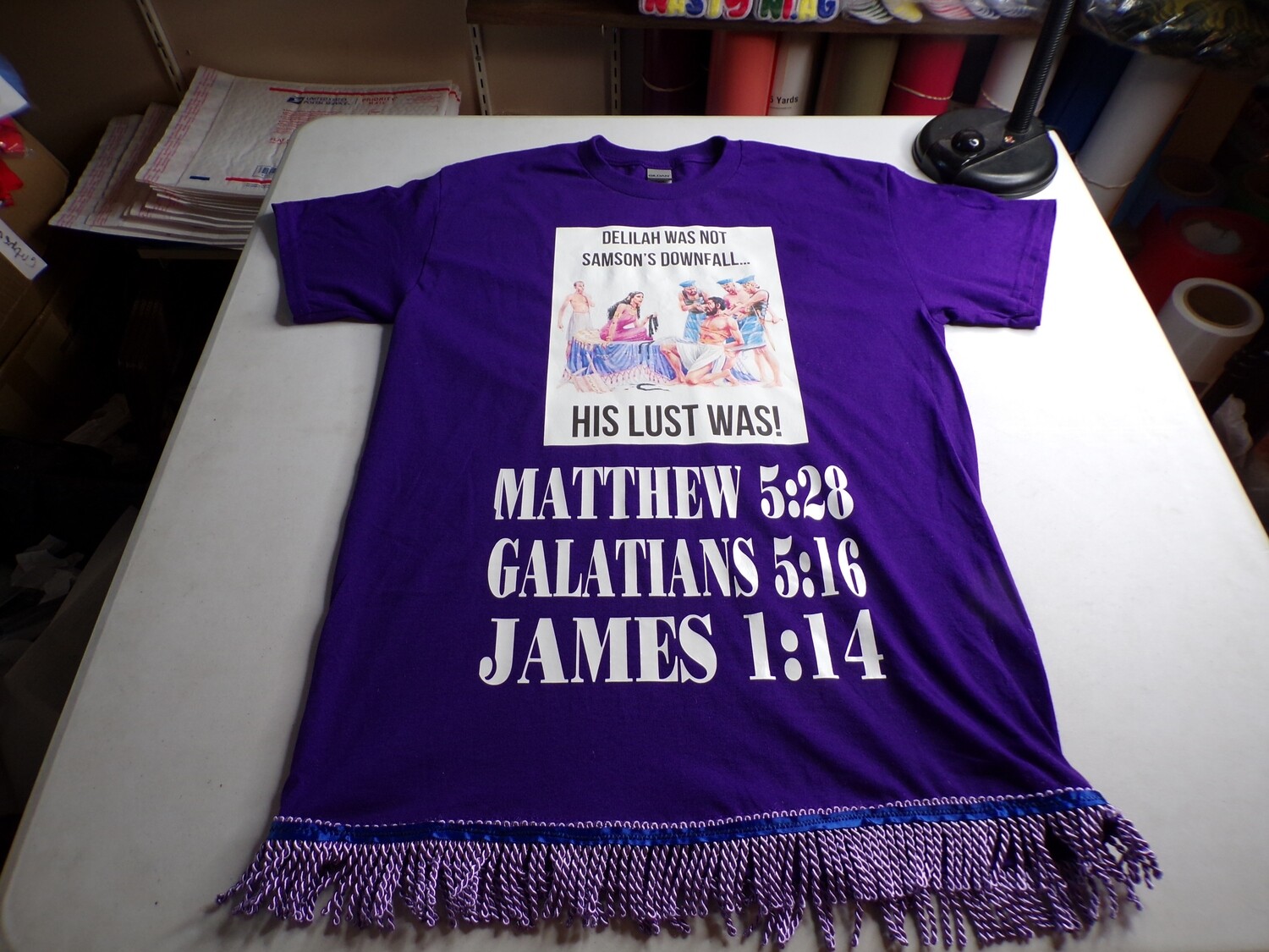 Delilah Was Not Samsons Downfall His Lust Was Purple Shirt/ Lavender Fringes