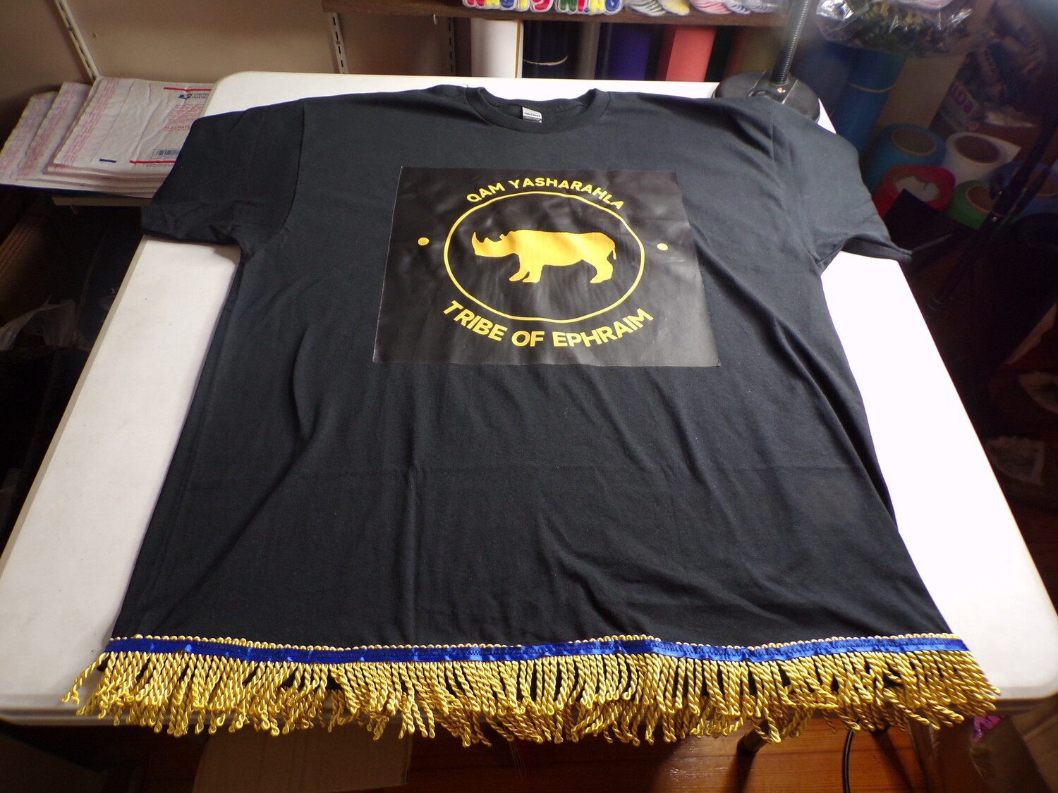 The Tribe of Ephraim Heater Navy/Gold Fringes