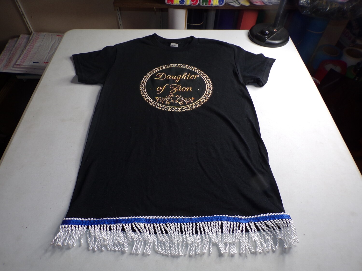 Daughter Of Zion Black Shirt White Fringes No Background