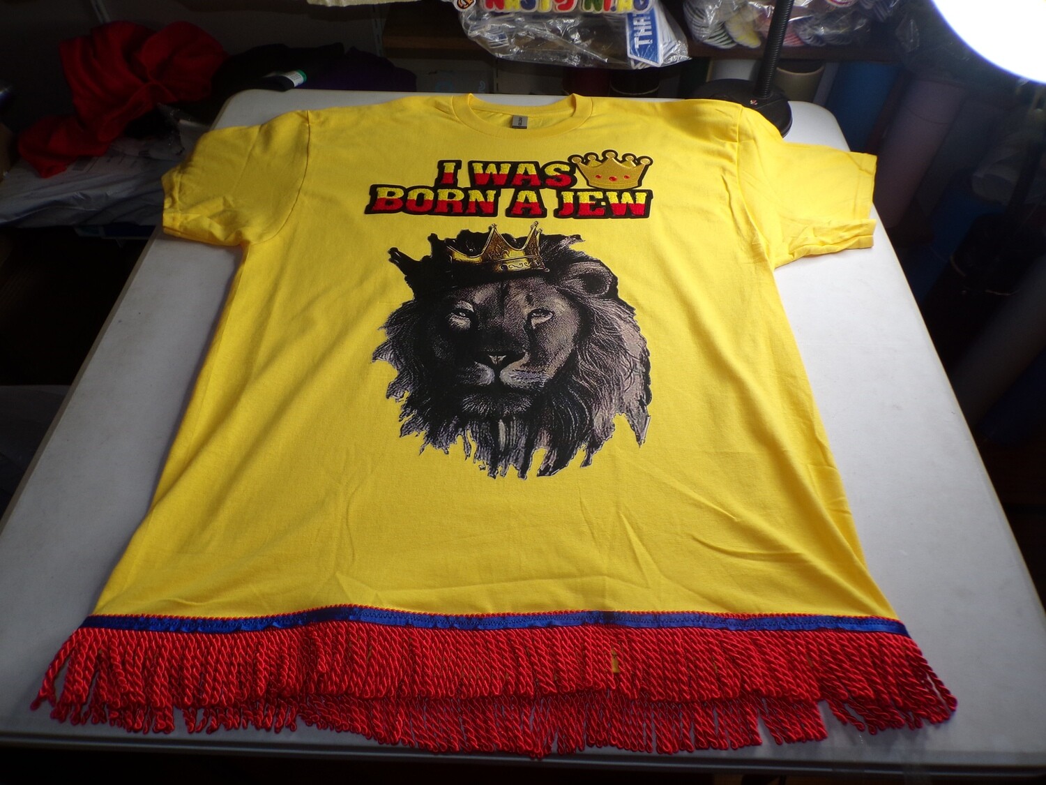 I Was Born A Jew Lion of Judah Red Fringe