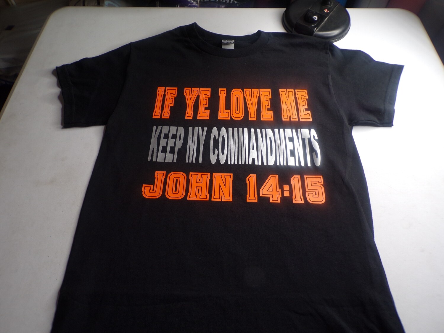 If Ye Love Me Keep My Commandments John 14:15 Black Shirt w/Silver Fringes