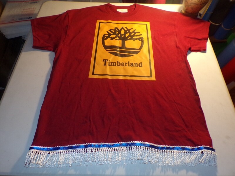 Timberland Maroon W/White Fringes