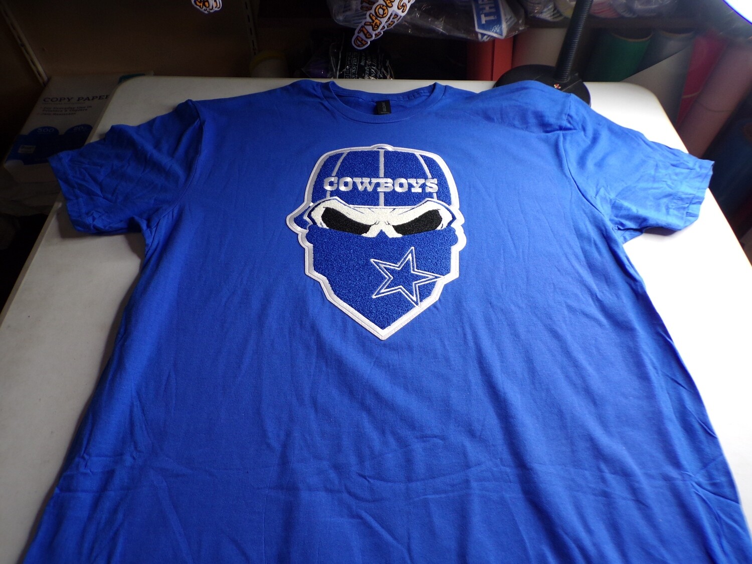 Exclusive Dallas Cowboys Stitch Work Iron On Patch 12x5 inch Tee Shirt (Blue)