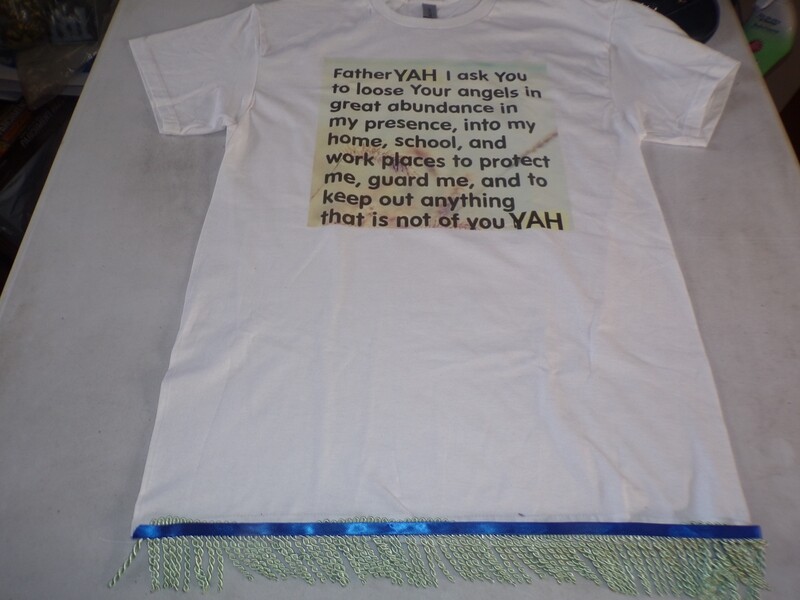 Father Yah I Ask You White Shirt with Light Green Fringes