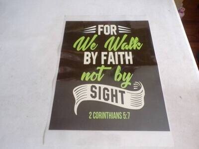 For We Walk By Faith Iron On Heat Stamp