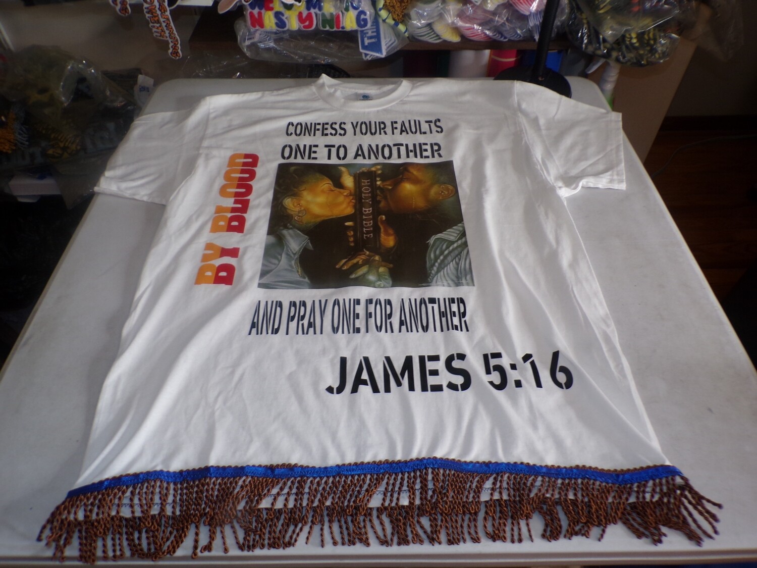 Confess Your Faults One To Another And Pray One For Another James 5:16 Women Tee Brown Fringes