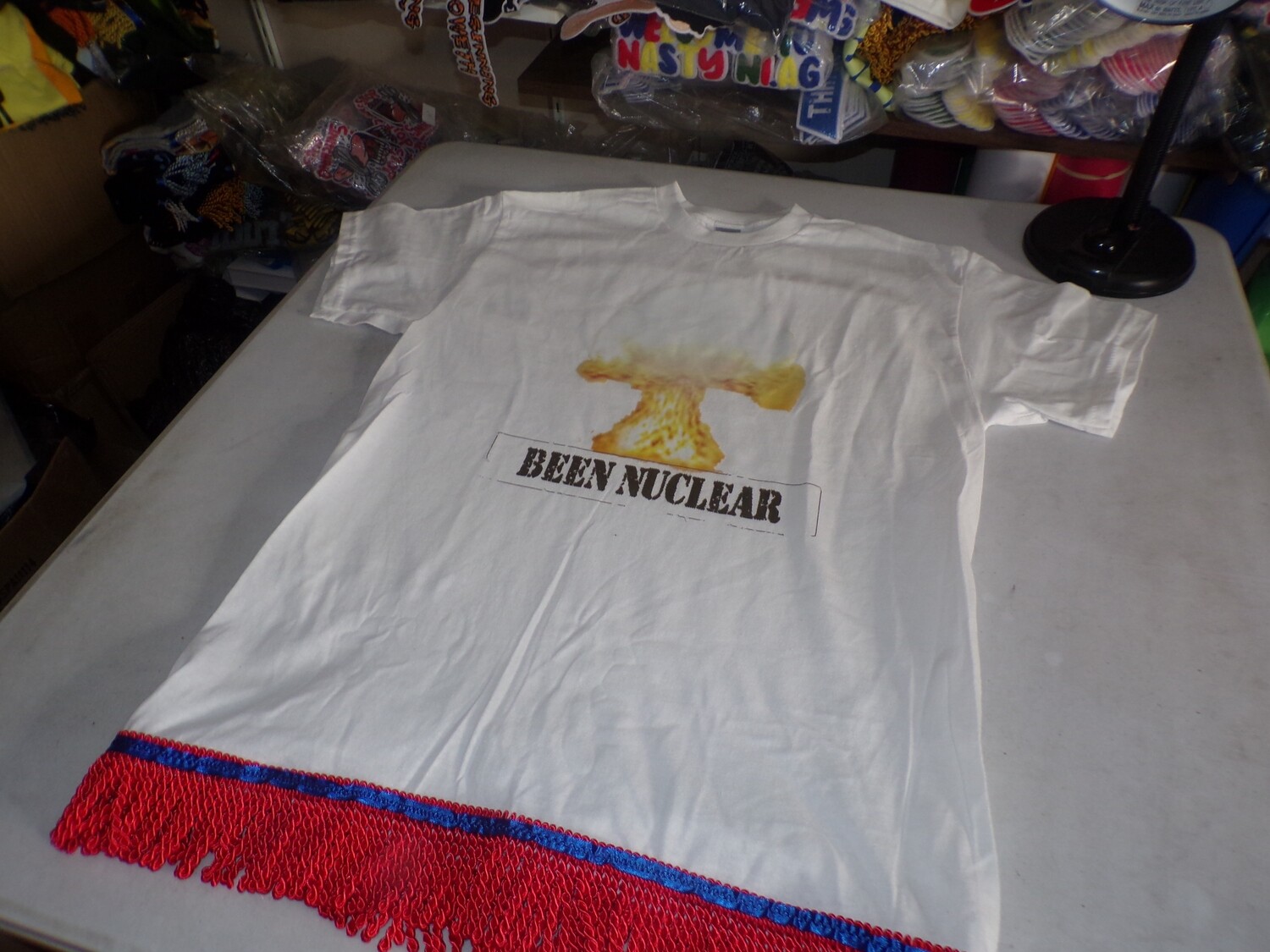 Been Nuclear White Shirt w/Red Fringes