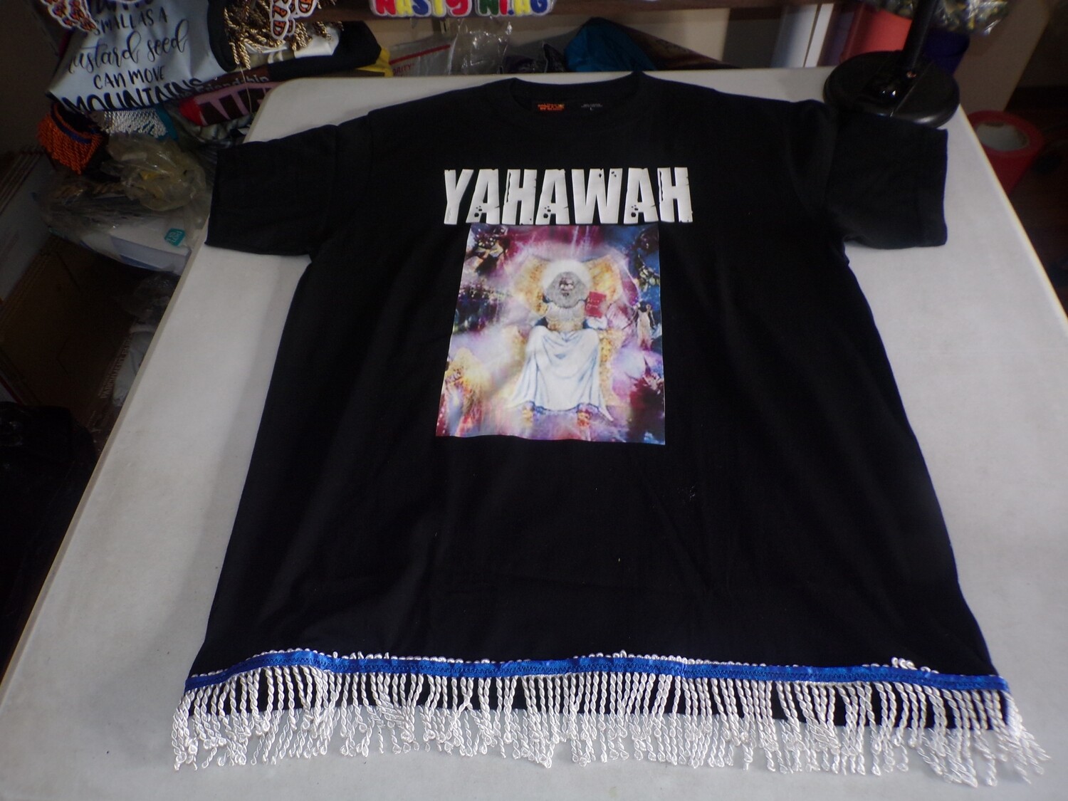 Yahawah Black Shirt White Fringes