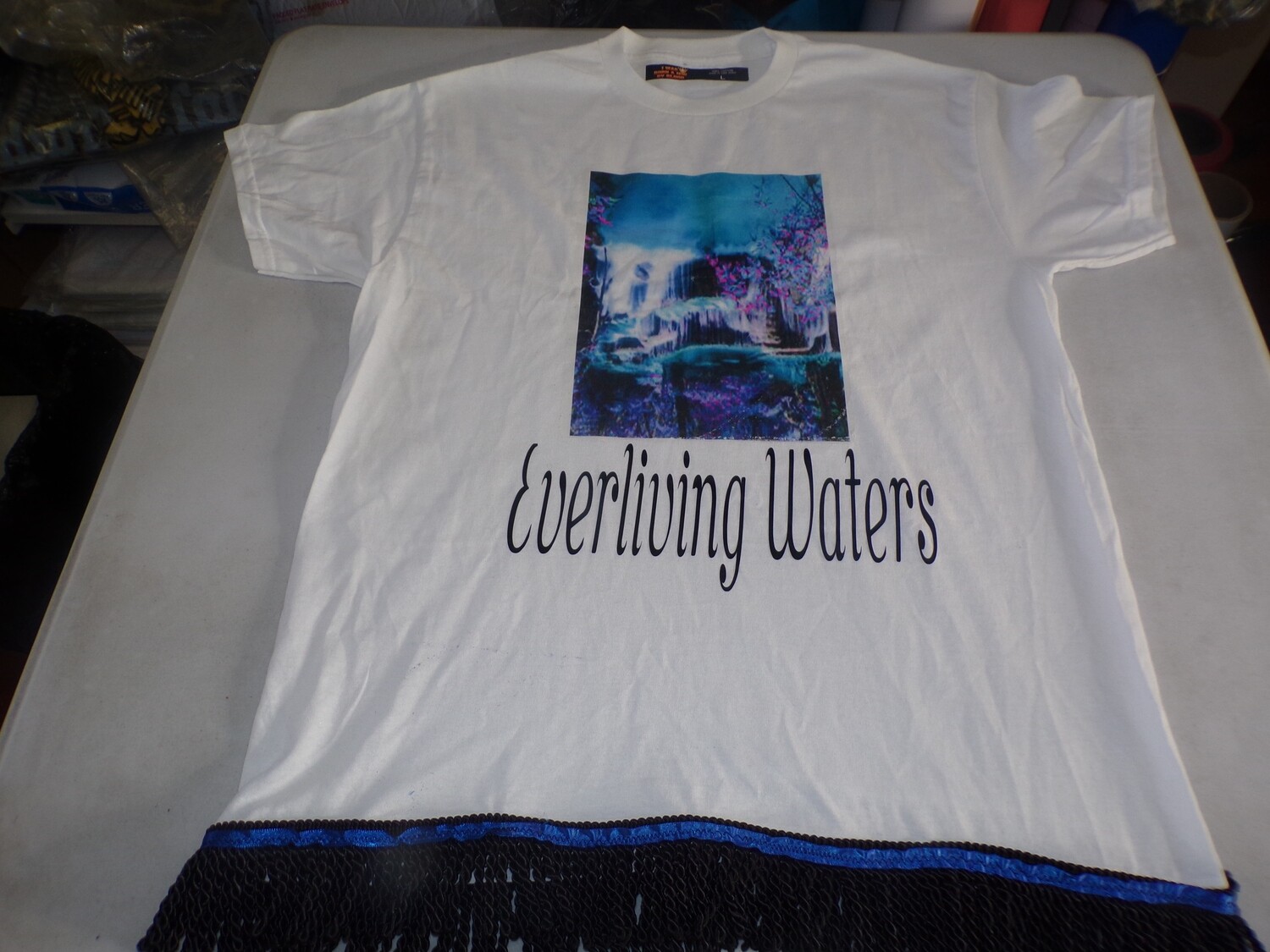 Everliving Waters White Shirt Black Fringes