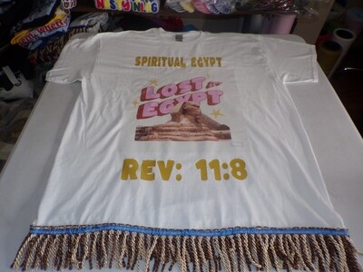 Spiritual Egypt Lost in Egypt Rev 11:18 Black Tee Brown/Gold Fringes