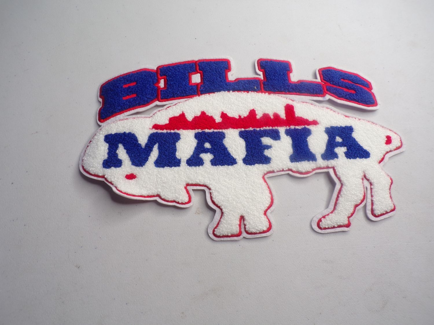 Exclusive White Bills Mafia Stitch Work Iron On Patch 10x6 inch