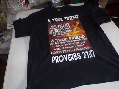 True Friend Proverbs 27:17 Black Shirt White Fringes