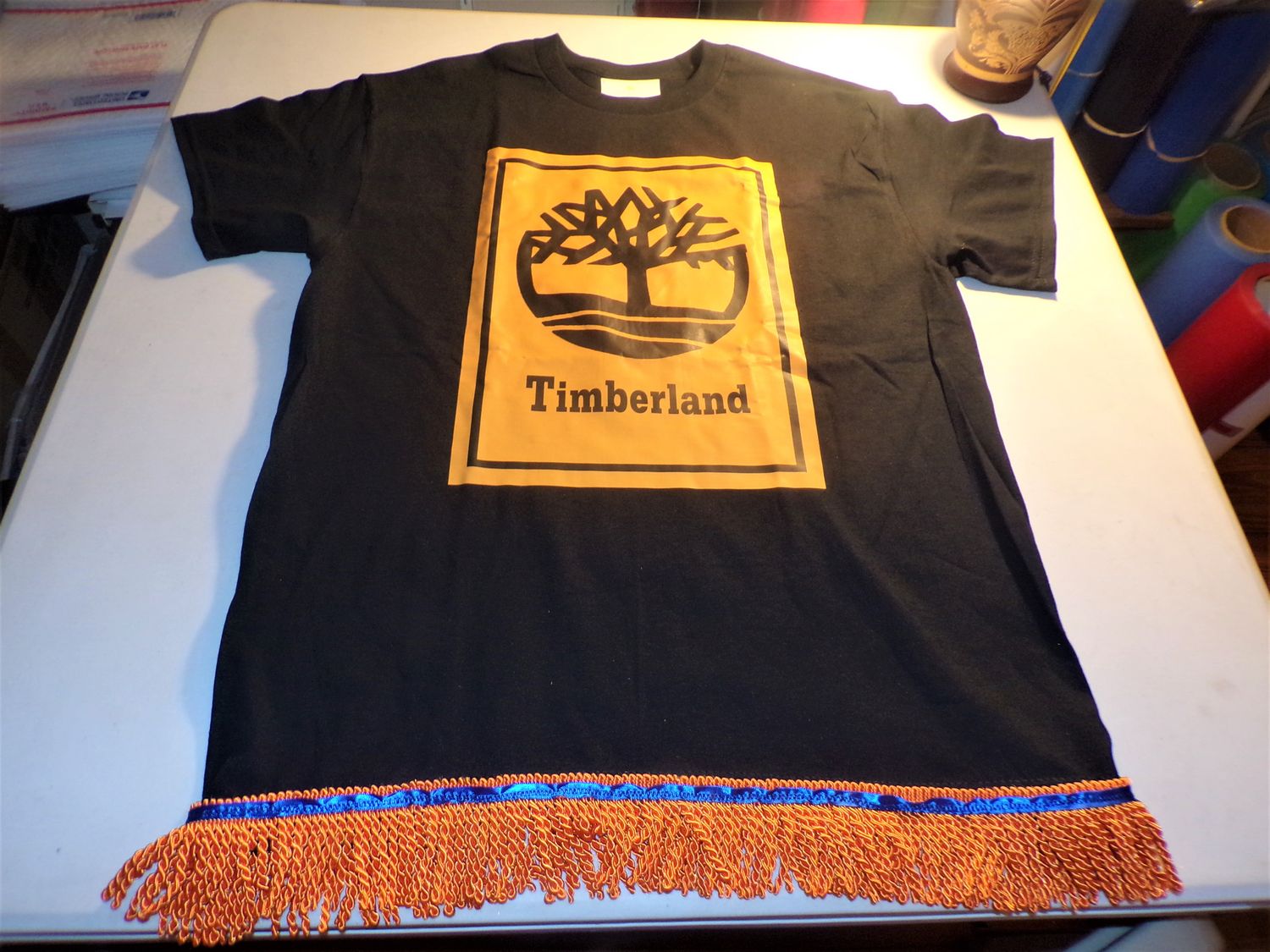 Timberland Orange Background w/Orange Fringes