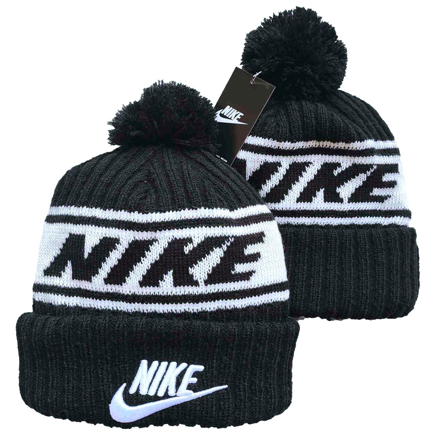 Nike Unisex Sportswear Cuffed Beanie Utility Black/White/Visor Color Logo