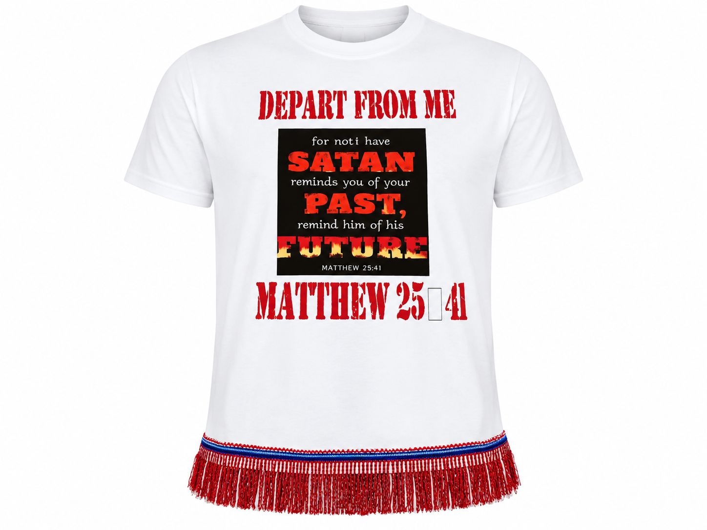 Depart From Me: Faith-Inspired White Fringe Garment