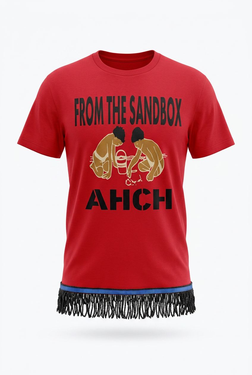 From The Sandbox Ahch Red Tee Black Fringes