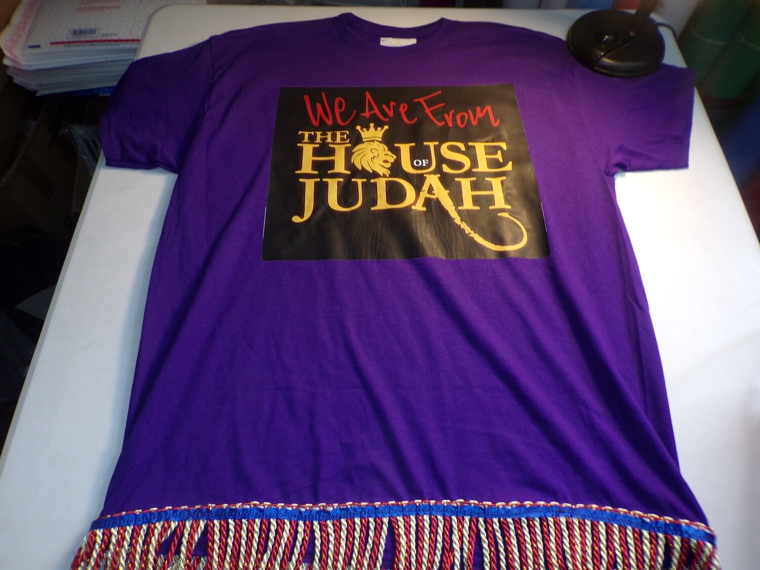 We Are from The House of Judah/Lion of Judah Red/Gold Fringes