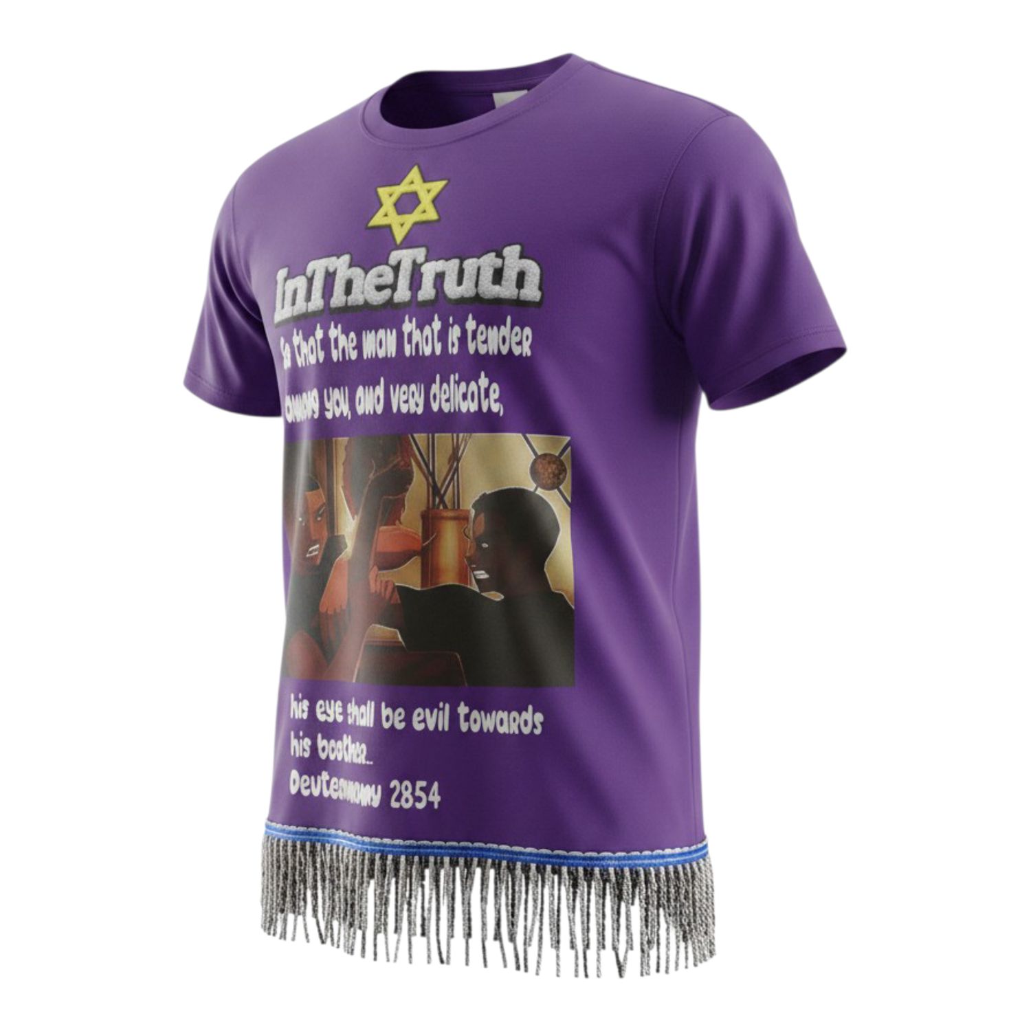 Inthetruth So That The Man That Is Tender Among You, And Very Delicate, His Eye Shall Be Evil Toward His Brother.Purple Tee