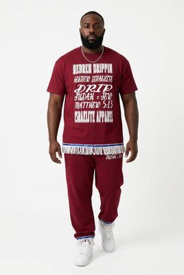 Hebrew Drip Maroon Tee White Fringes
