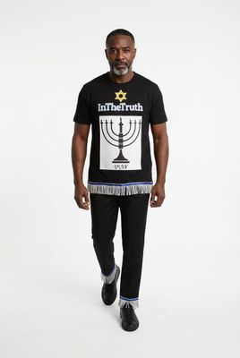 Gildan Menorah T-Shirt with Elegant White Fringes