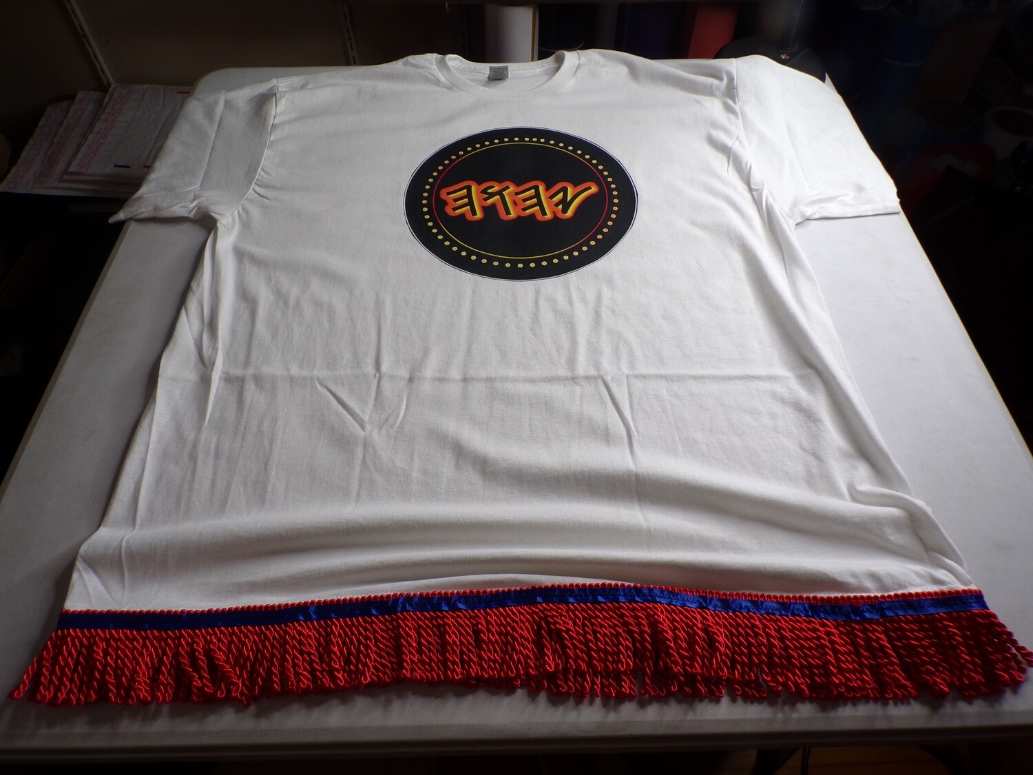 Yahawah White Tee Red Fringes No Background