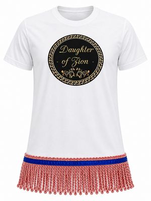 Daughter Of Zion White Shirt Pink Fringes No Background