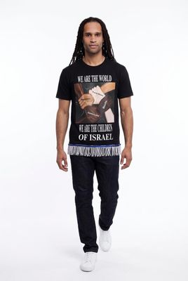 We Are the World We Are the Children of Israel Black Tee White Fringes