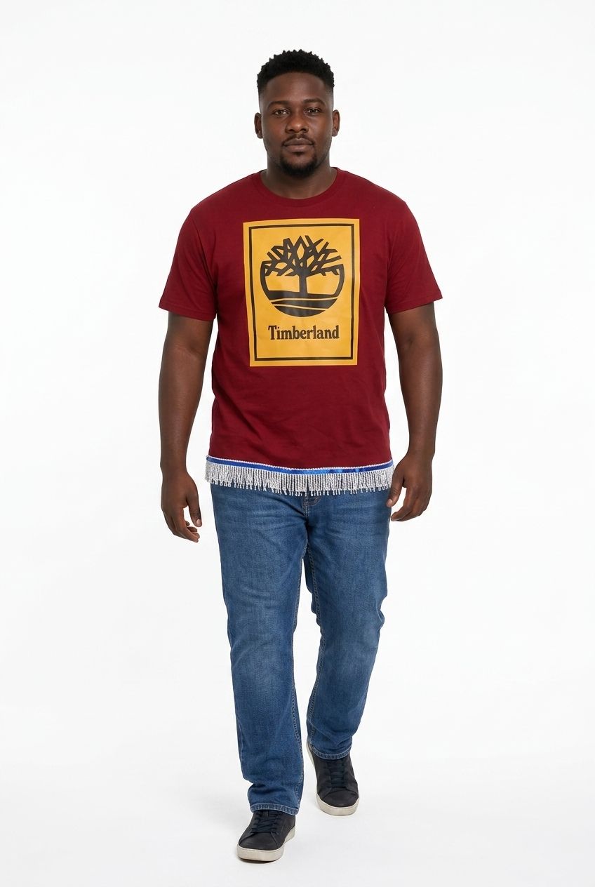 Timberland Maroon W/White Fringes