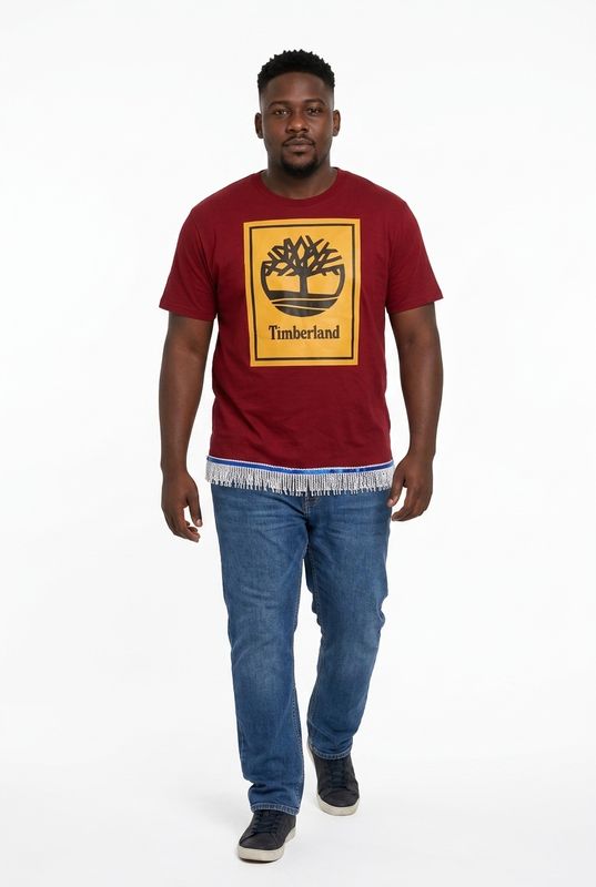 Timberland Maroon W/White Fringes
