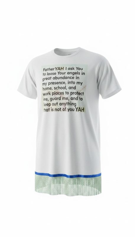 Father Yah I Ask You White Shirt with Light Green Fringes