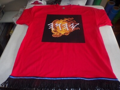 Yahawah Red Tee Black Fringes