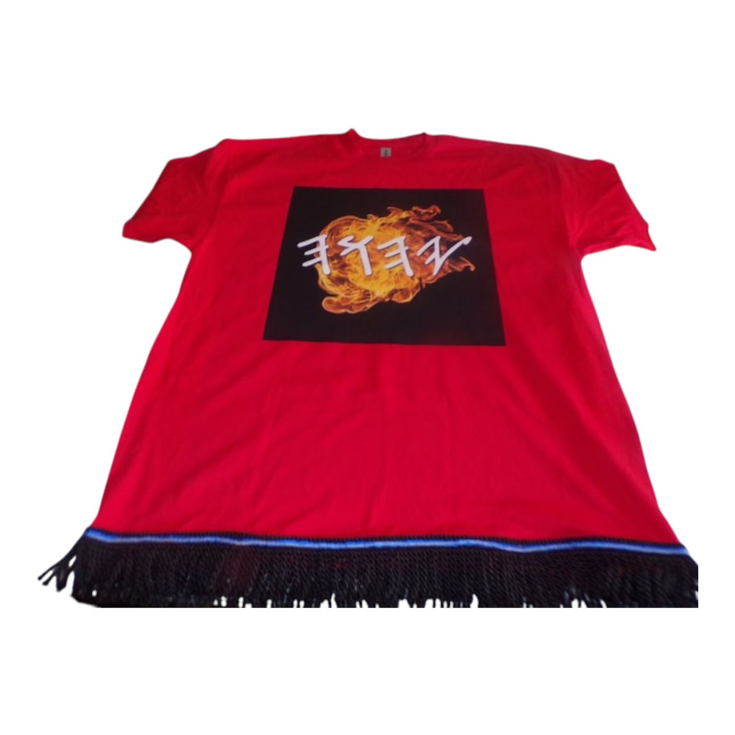 Yahawah Red Tee Black Fringes