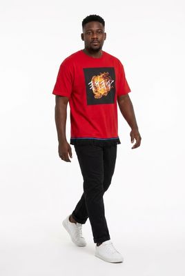 Yahawah Red Tee Black Fringes