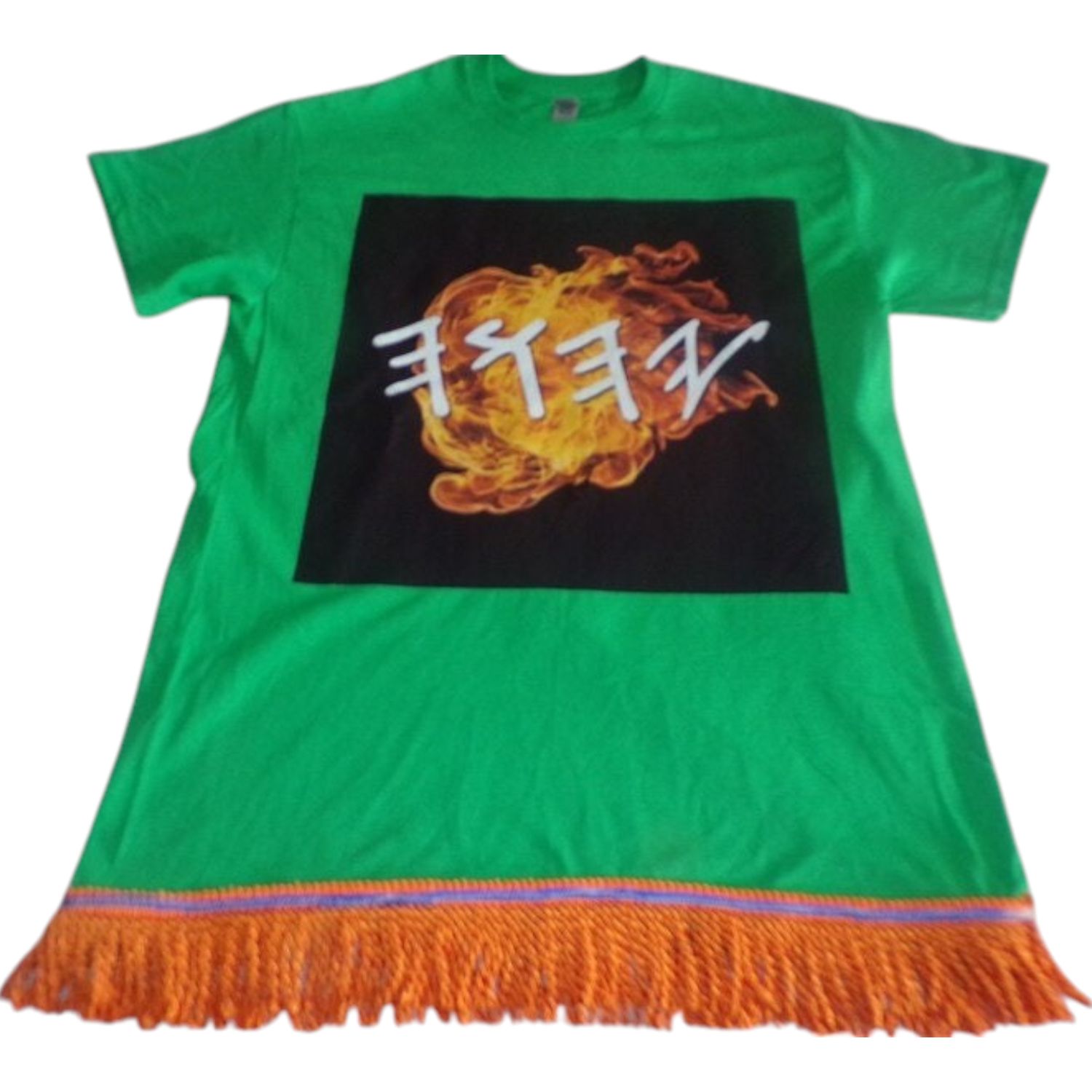 Yahawah Green Tee Orange Fringes