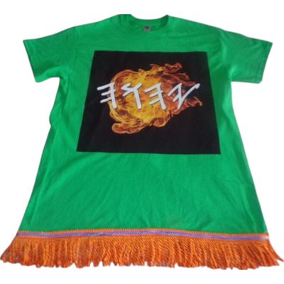 Yahawah Green Tee Orange Fringes