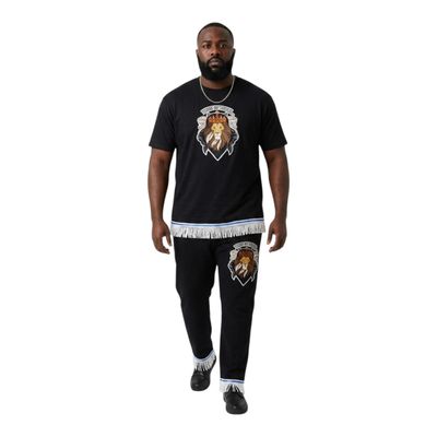 Tribe of Judah Exclusive Stitch Work Patch 12.5 inches Black Tee White Fringes​.