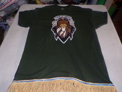 Tribes of Judah Exclusive Stitch Work Patch 12.5 inches Forest Green Tee Gold Fringes