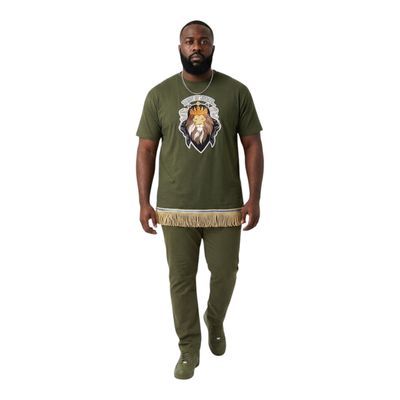 Tribe of Judah Exclusive Stitch Work Patch 12.5 inches Forest Green Tee Gold Fringes
