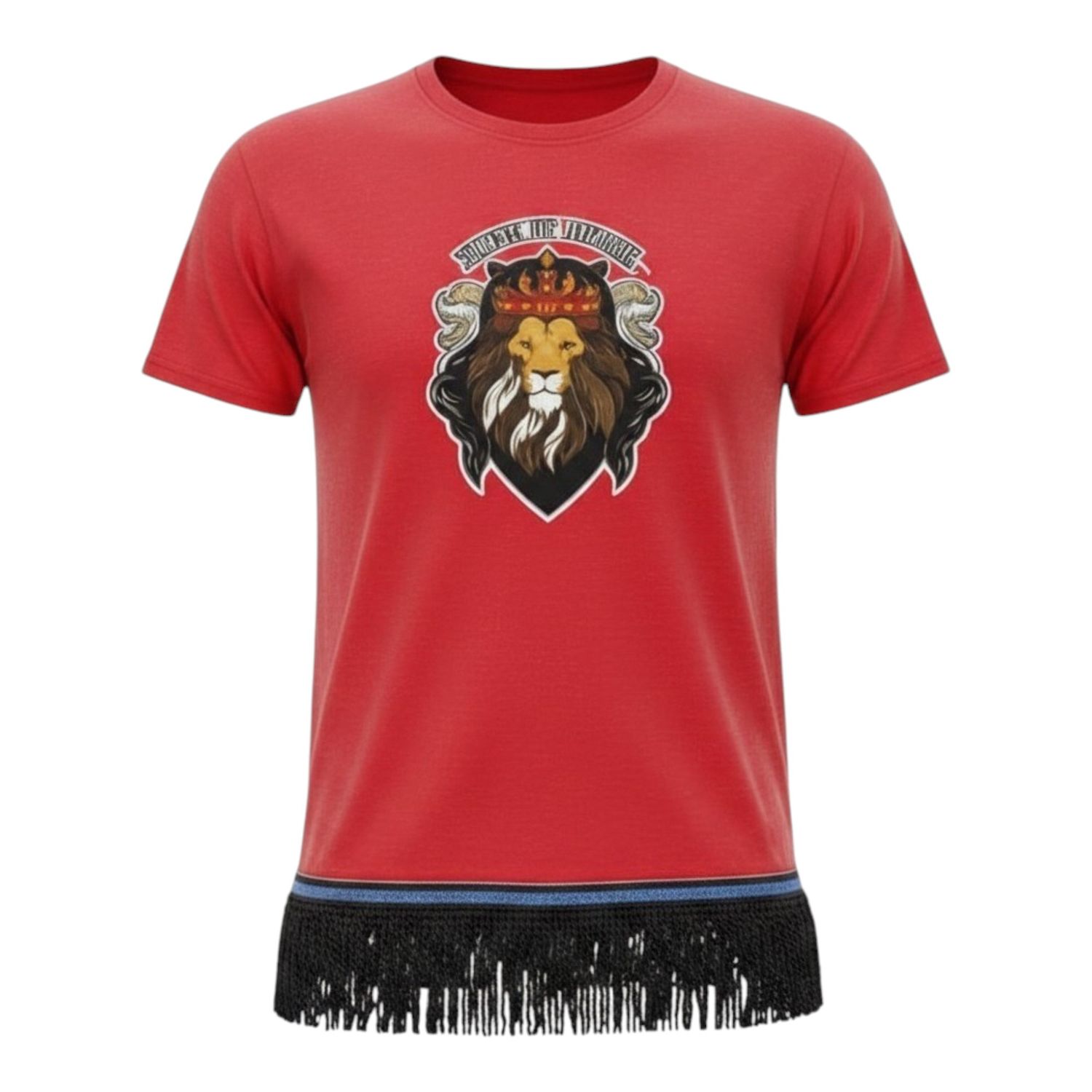 Tribe of Judah Exclusive Stitch Work Patch 12.5 inches Red Tee Black Fringes