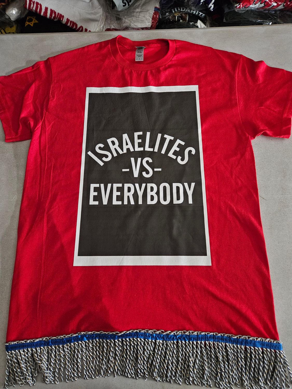 Israelites vs. Everybody Red Shirt Silver Fringes