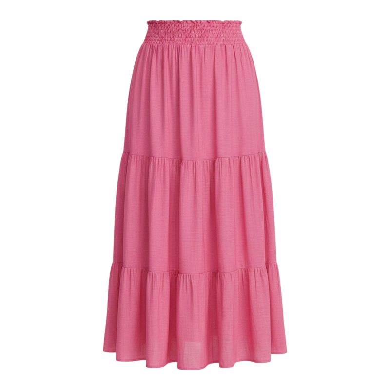 Papaya Breeze Tiered Maxi Skirt  (PINK)