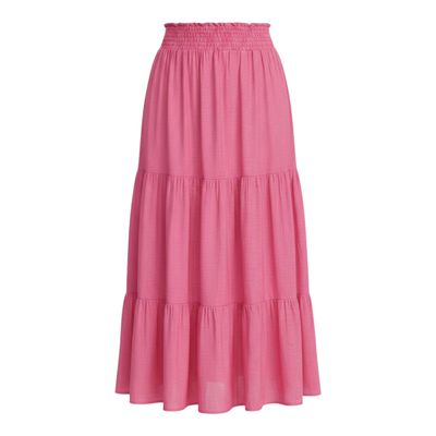 Papaya Breeze Tiered Maxi Skirt  (PINK)