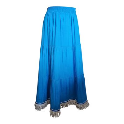 Papaya Breeze Tiered Maxi Skirt  (BLUE)