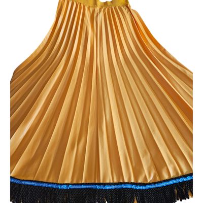 Women's Pleated Skirt Long Solid Color Skirt Modest Skirt  (ORANGE)