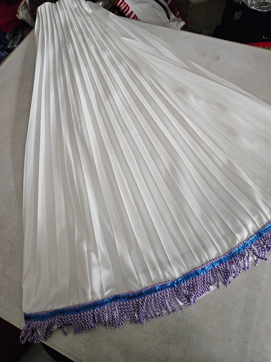 Women's Pleated Skirt Long Solid Color Skirt Modest Skirt  (WHITE)