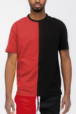 100% Cotton Two Tone Red/black T shirt  Red/Gold Fringes 