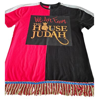 100% Cotton Two Tone Red/Black Tee Shirt We Are from The House of Judah Red/Gold Fringes